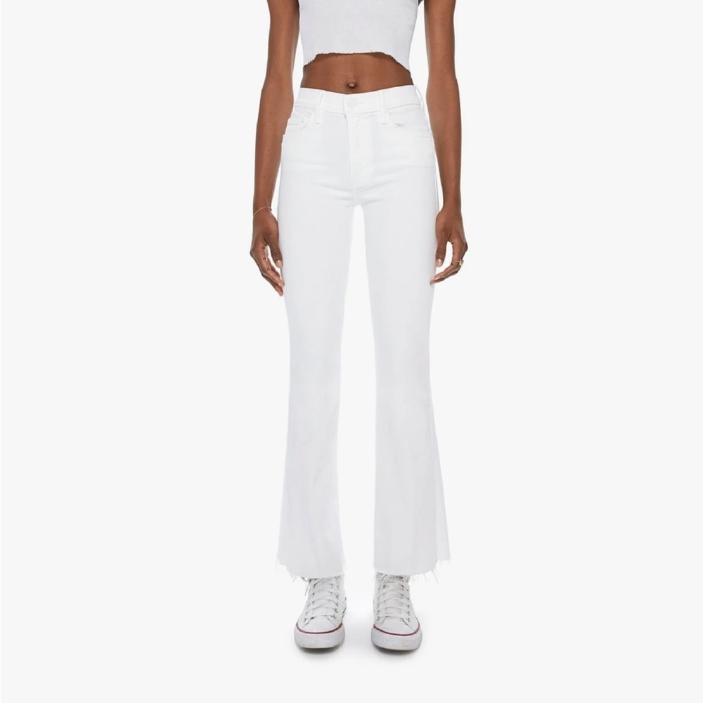 Mother Denim White Weekender Fray Jeans